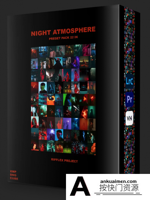 [人像LR预设]城市夜间氛围光影人物后期调色LR预设 Rifflex  NIGHT ATMOSPHERE Preset Pack