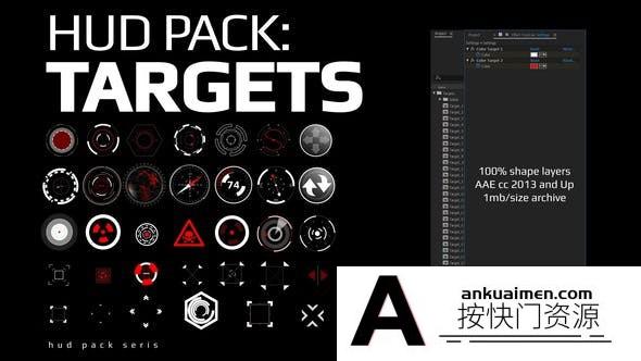 [创意特效]科技感目标点动画AE模板- Hud Pack – Targets