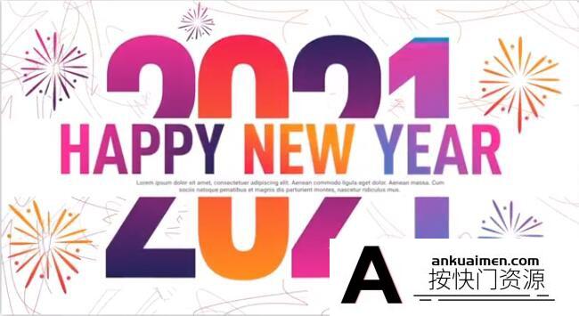 [Premiere模板]PR模板-12组现代设计2021新年快乐文字标题动画 Modern New Year Typography