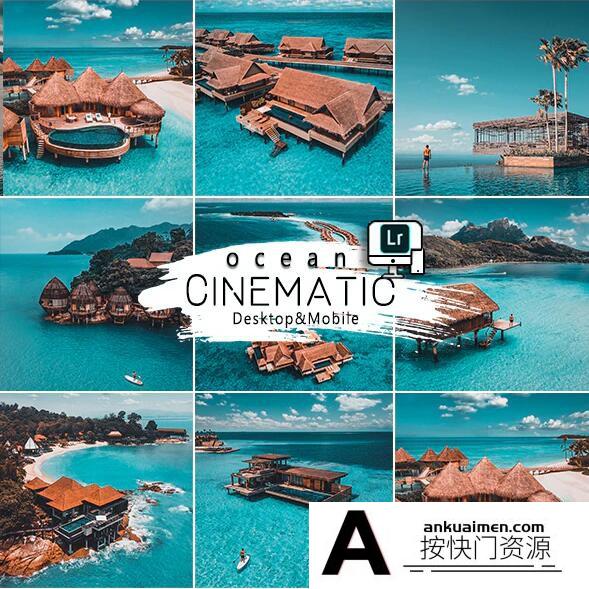 [风光LR预设]INS风旅拍风光电影蓝色调LR预设/APP预设 Cinematic Ocean Presets