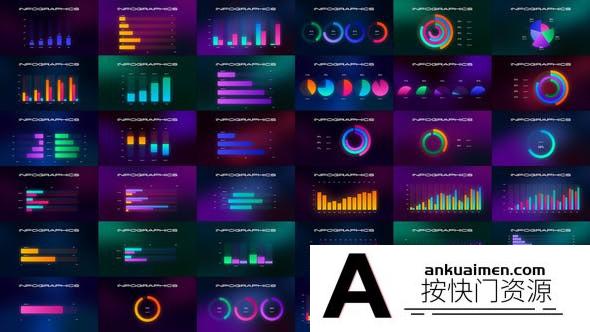 [宣传推广]柱状图点线趋势图信息数据动画AE模板- Moonlight infographics