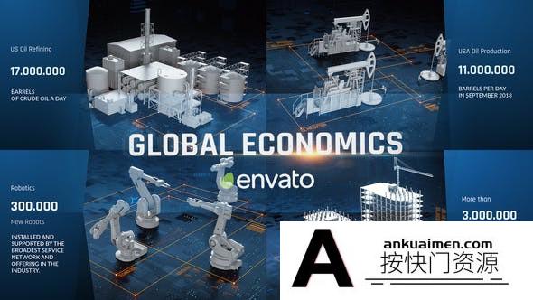 [三维AE模板]经济三维元素动画包装片头AE模板- Economics Pack