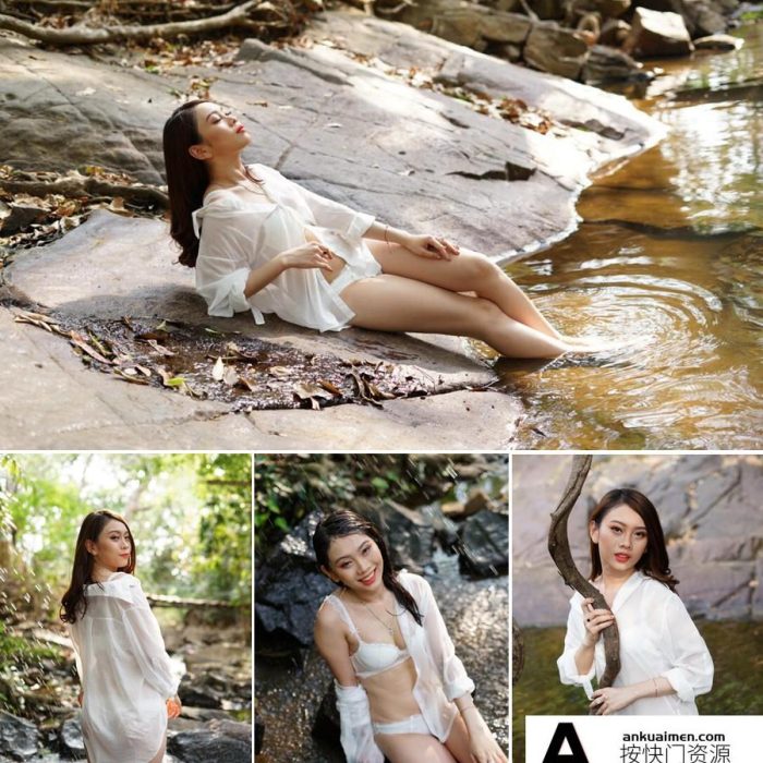 [私房写真RAW原图]户外私拍水池湿身美女raw原片18P