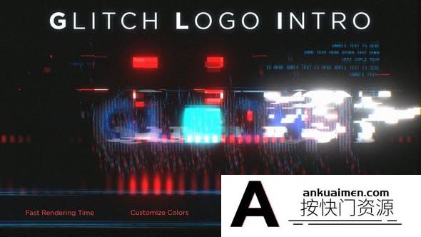 [logo模板]信号损坏Logo动画AE模板- Glitch Logo Intro