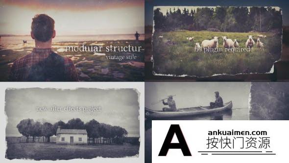 [图片展示]历史复古陈旧图片介绍片头AE模板- History Opener – History Slideshow