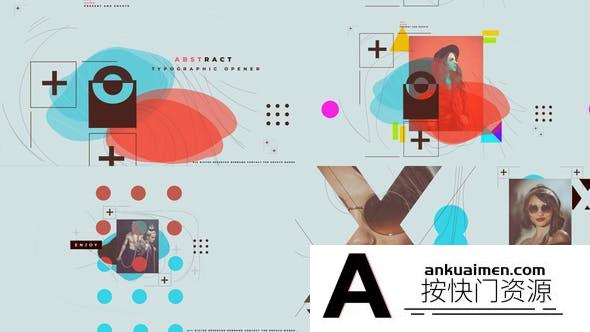 [宣传推广]创意抽象图形排版文字宣传片头AE模板-Abstract Typographic Opener