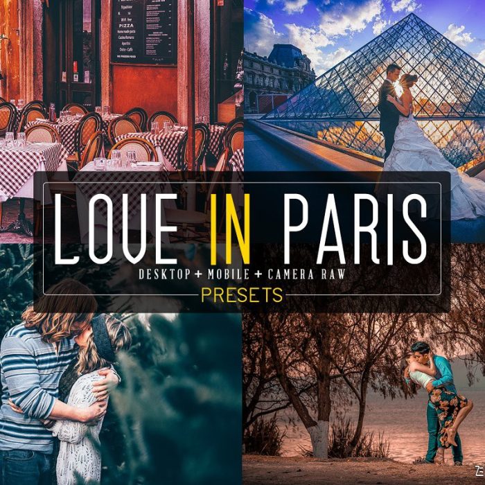 [婚礼LR预设]巴黎旅拍婚纱人像Lightroom预设/APP预设 20 Love In Paris Presets