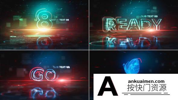 [倒计时模板]科技感倒计时动画片头AE模板- Countdown Logo Reveal