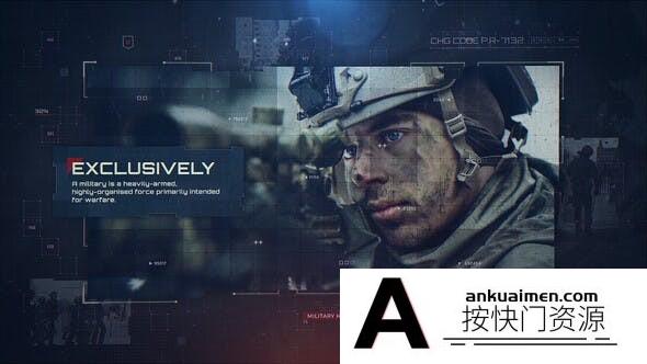 [开场片头]科技感军事图片介绍片头AE模板- Military Slideshow