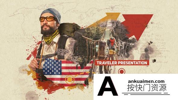 [开场片头]水墨遮罩旅游照片开场AE模板- Traveler Presentation