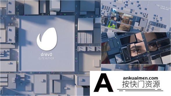 [开场片头]俯瞰科技感抽象城市图片开场AE模板- City Opening