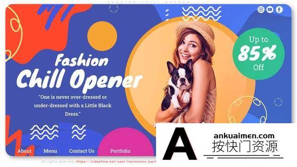 [卡通儿童]卡通图形时尚商品人物宣传片头 AE模板-Fashion Chill Opener