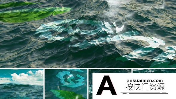 [文字标题]海洋波浪文字Logo动画AE模板- Realistic Ocean Logo