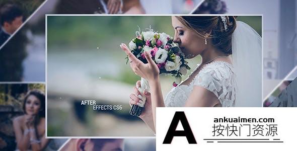 [婚礼AE模板]简单浪漫婚礼相册照片开场AE模板- Wedding Slide