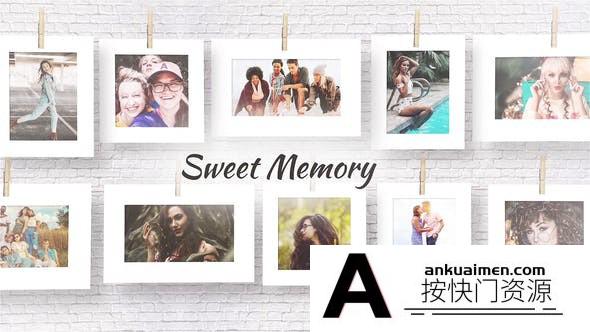 [相册AE模板]拍立得悬挂照片相册回忆片头AE模板- Sweet memories