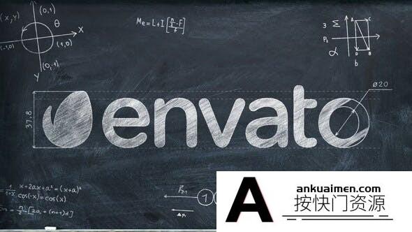 [logo模板]粉笔数学元素黑板绘制Logo动画AE模板- Chalkboard Math Logo