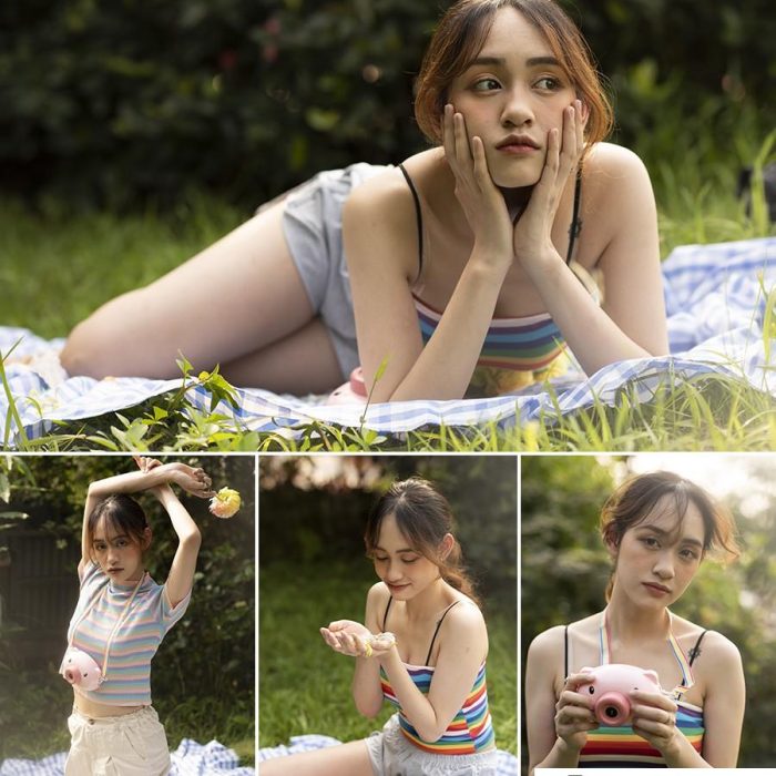 [时尚人像RAW原图]36P高质量的草地上的吊带女孩写真RAW原图,系统练习RAW素材