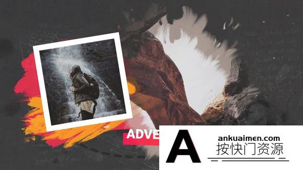 [相册AE模板]水墨笔刷遮罩旅游照片相册片头AE模板- Travel Hike Opener