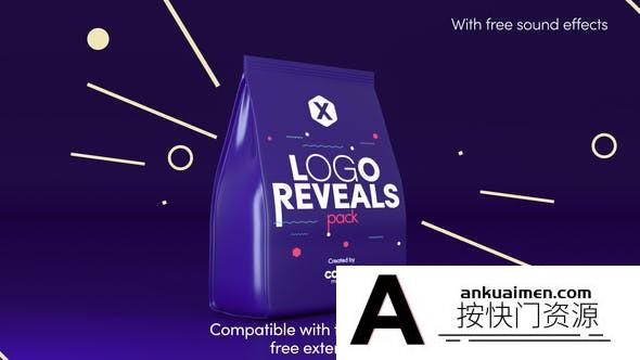 [logo模板]10组扁平化创意图形Logo动画AE模板- X-Logo Reveals Pack