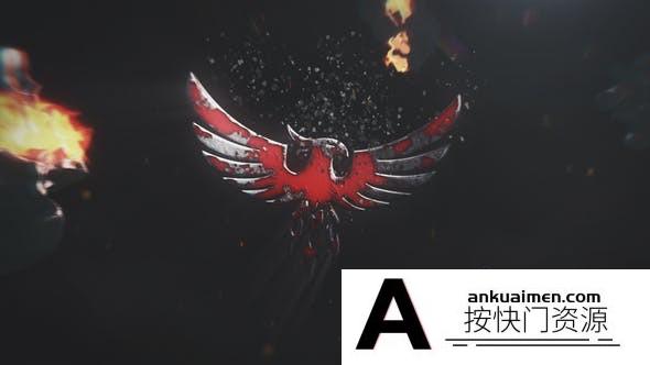 [logo模板]石头火焰燃烧Logo动画AE模板- Fire Stone Logo