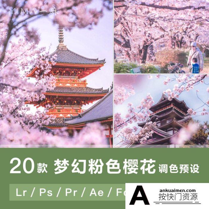 [人像LR预设]LR预设PS日系小清新樱花粉人像调色PR/FCPX达芬奇AE手机滤镜