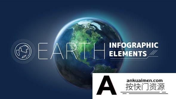 [三维AE模板]科技感三维地球指示线动画AE模板- Earth Infographic Elements