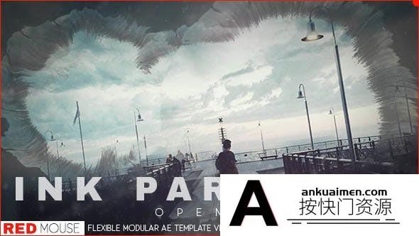 [开场片头]水墨遮罩视差图片开场AE模板- Ink Parallax Opener