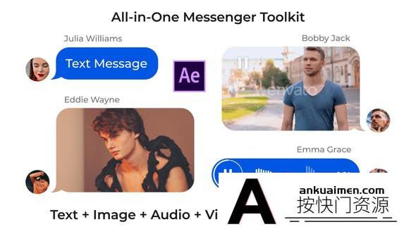 [APP模板]AE模板-手机APP短信对话框动画AE模板 Messenger Toolkit