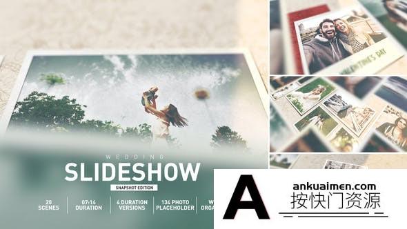 [婚礼AE模板]浪漫婚礼回忆照片相册片头AE模板- Wedding Memories Album Slidesho