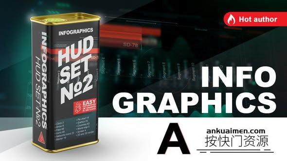 [HUD模板]科技感HUD元素动画AE模板- Infographics HUD Set 2