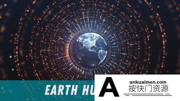 [logo模板]HUD科技感地球Logo动画AE模板- Earth HUD Logo