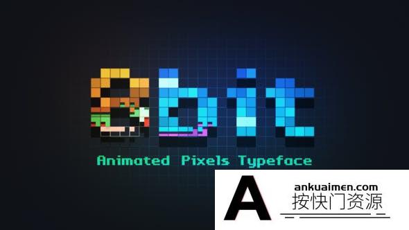 [创意特效]游戏像素化字母表动画 8bit AE模板-– Animated Pixels Typeface