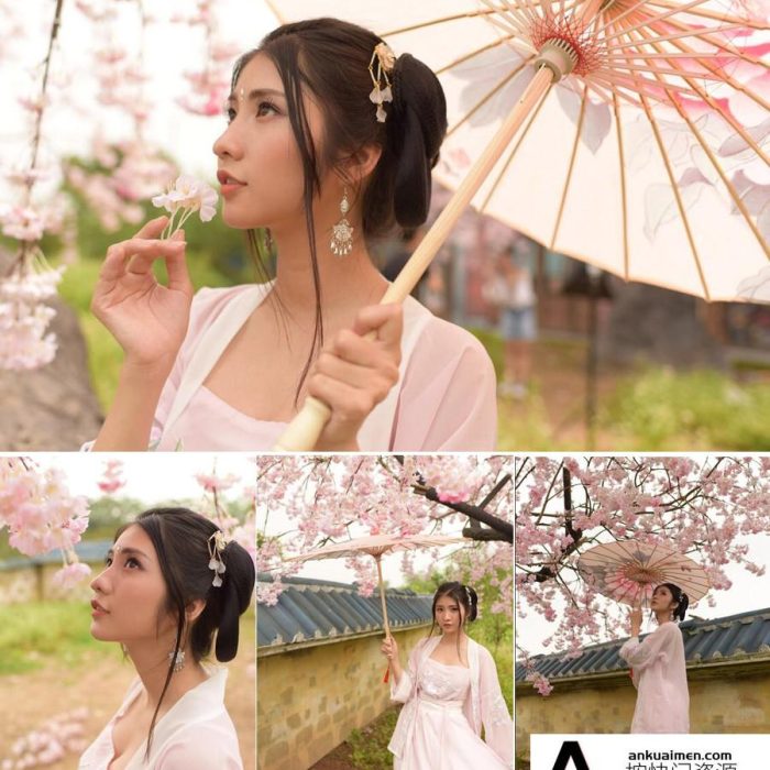 [古装汉服RAW原图]RAW原图下载-14张樱花汉服古风美女人像RAW原图14张