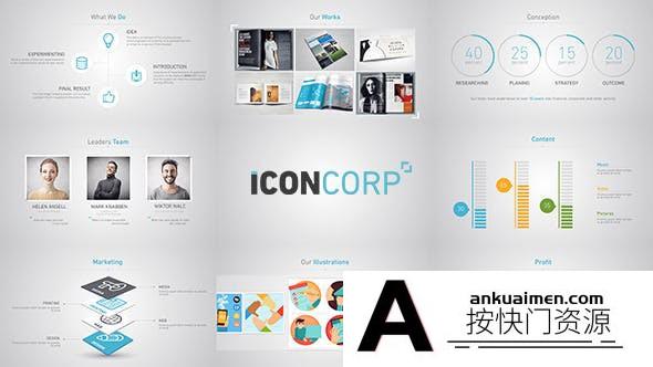 [MG模板]商务企业公司数据信息展示宣传动画AE模板- IconCorp Corporate Promo