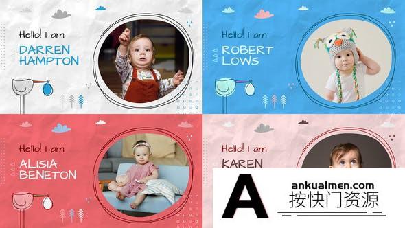 [相册AE模板]卡通儿童婴儿相册照片开场AE模板- Baby Album Slideshow