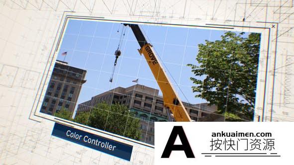 [开场片头]科技感线框蓝图幻灯片开场AE模板- Blueprint Construction Slideshow