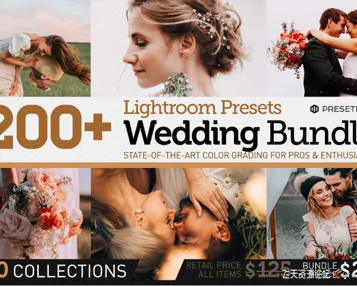 [婚礼LR预设]200+高级婚礼Lightroom预设及APP预设合集 200+ Wedding Presets Bundle 2021