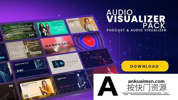[三维AE模板]网络广播音乐播放器可视化动画AE模板-Podcast & Audio Visualize