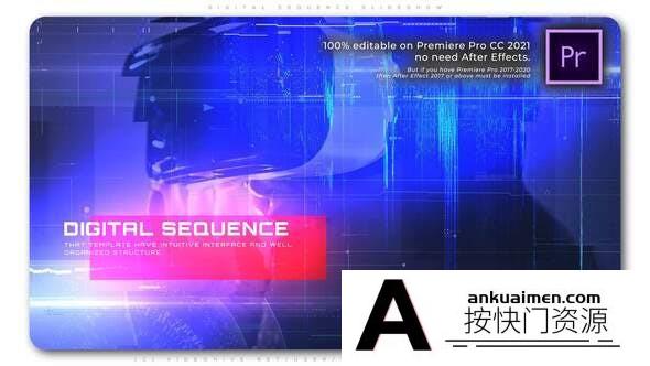 [Premiere模板]PR/AE模板-hud全息元素科学医疗工业游戏视频模板 Digital Sequence Slideshow
