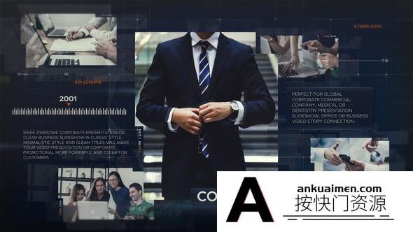 [开场片头]数字科技感商务图片企业时间线展示片头AE模板- Business