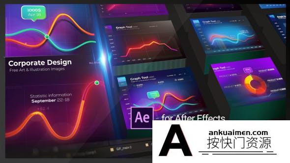 [MG模板]13组数据信息曲线趋势图动画AE模板- Graph Tool Infographics Сharts Bundle
