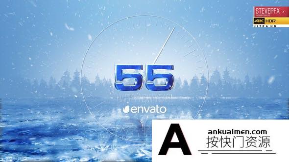 [倒计时模板]冬季冰雪场景倒计时动画片头AE模板- Frozen Countdown