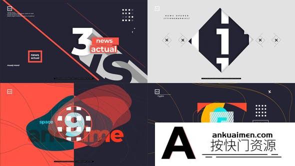 [倒计时模板]创意图形倒计时MG动画AE模板- Tv News Countdown
