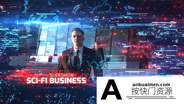 [开场片头]科技感撕裂元素视频宣传片头AE模板- Sci-Fi Business Slideshow