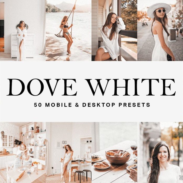 [胶片LR预设]旅拍人像胶片LR预设+视频剪辑LUT预设Dove White Lightroom Presets LUT