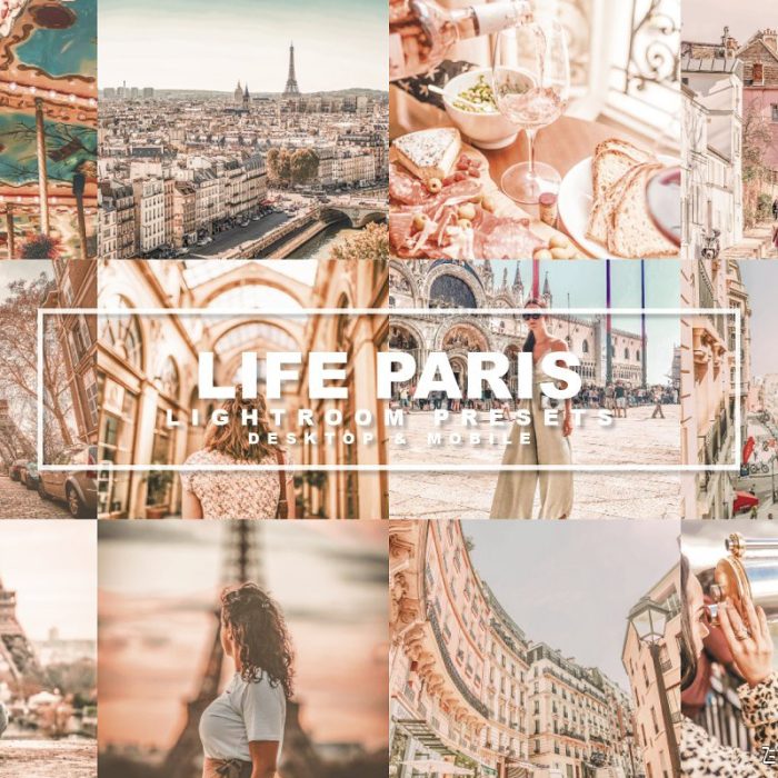 [旅拍LR预设]巴黎旅拍复古电影胶片Lightroom预设+手机版APP滤镜 37. Life Paris