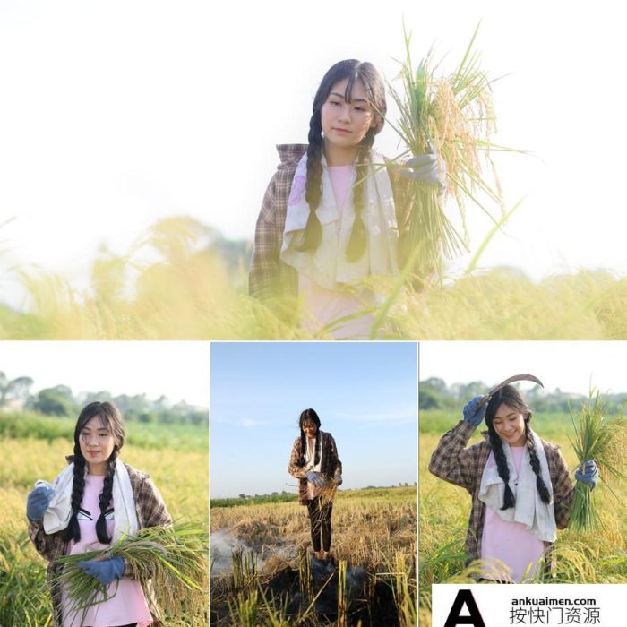 [时尚人像RAW原图]35张秋天稻田美女人像尼康D750和佳能5D3RAW原片修图素材