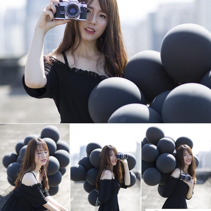 [时尚人像RAW原图]黑色裙子美女户外人像写真RAW原图8张,后期修图练习RAW素材