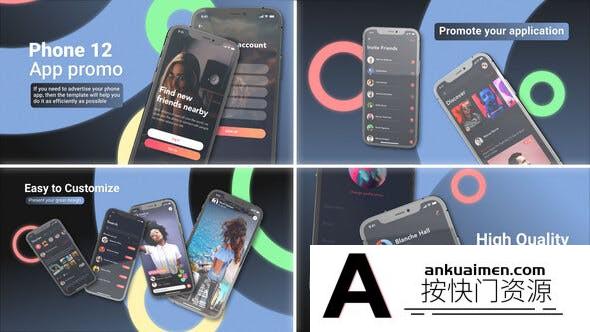 [APP模板]苹果手机iPhone APP宣传片头AE模板- App Presentation Phone 12