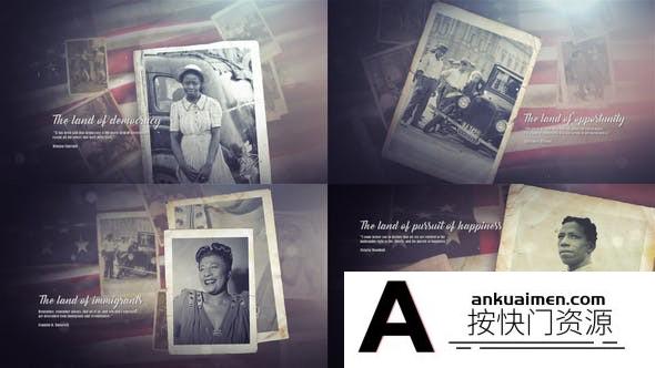 [相册AE模板]老照片回忆相册片头AE模板- Vintage Patriotic Memories Photos